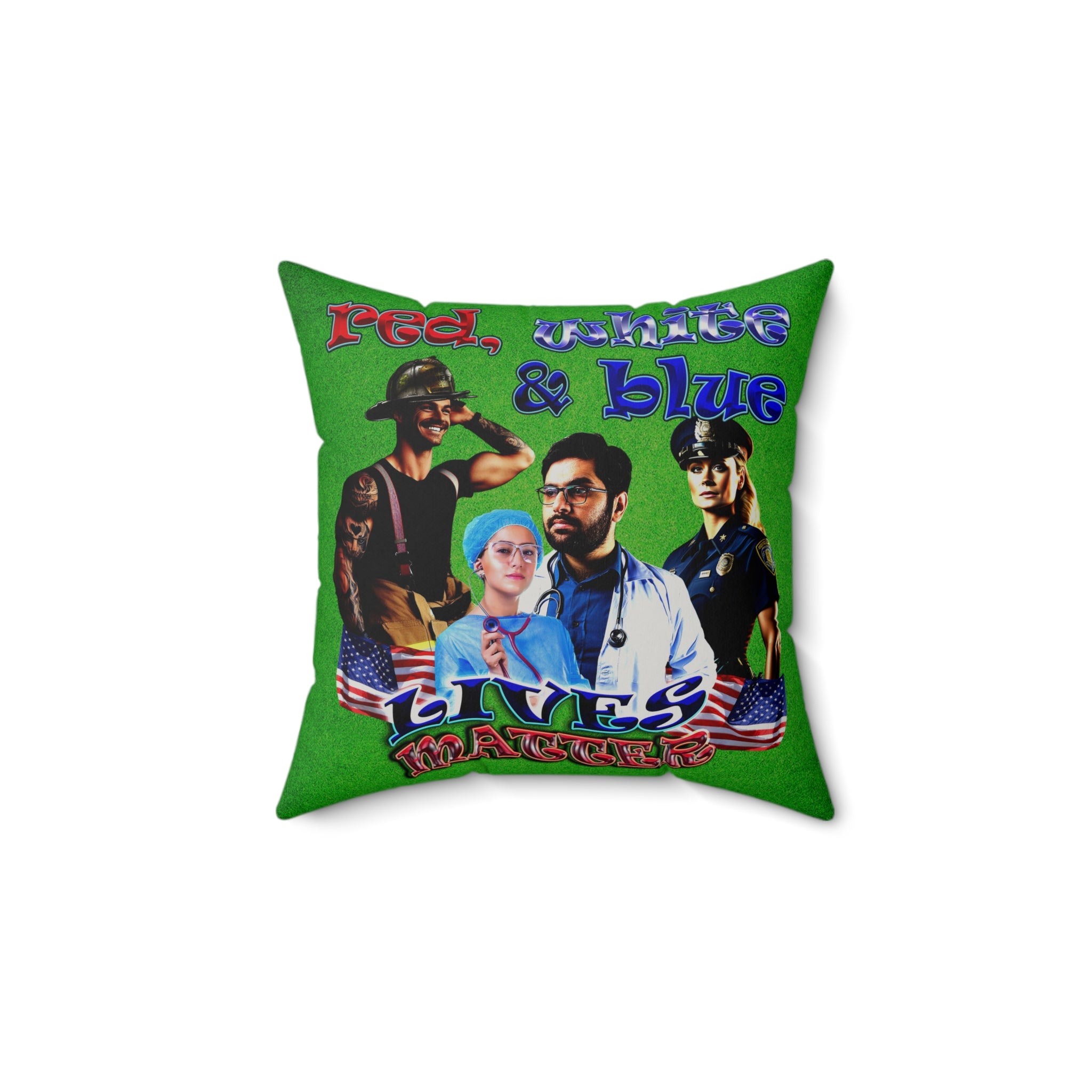 rw&b lives matter - Faux Suede Square Pillow - (green turf)