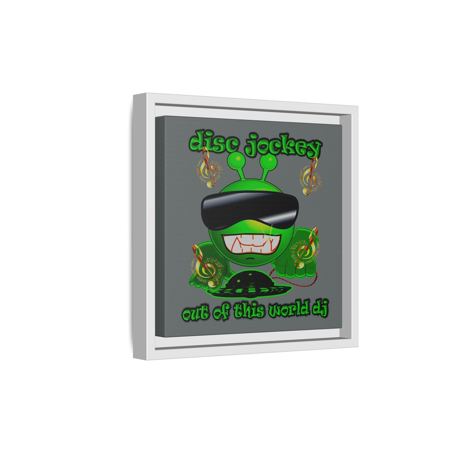 disc jockey - framed canvas art (dark grey)
