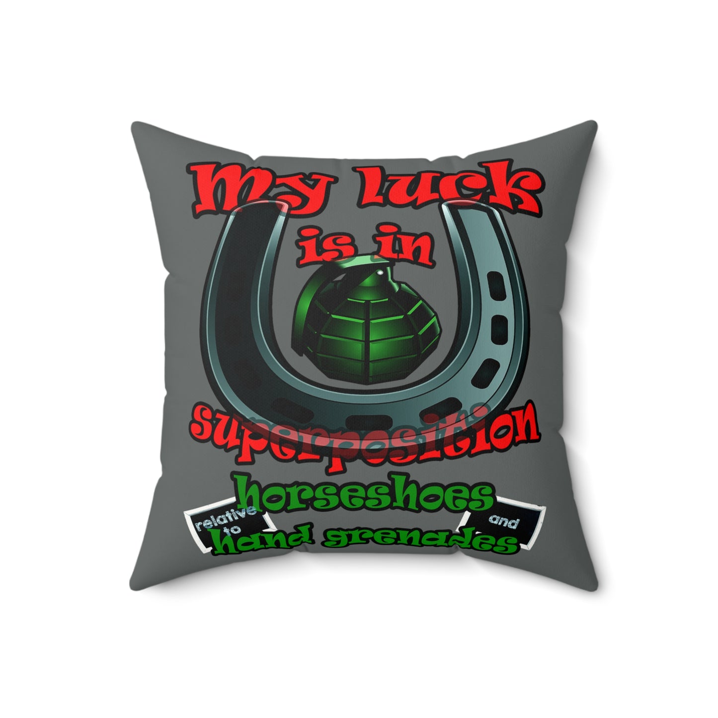 my luck - Faux Suede Square Pillow - (dark grey)