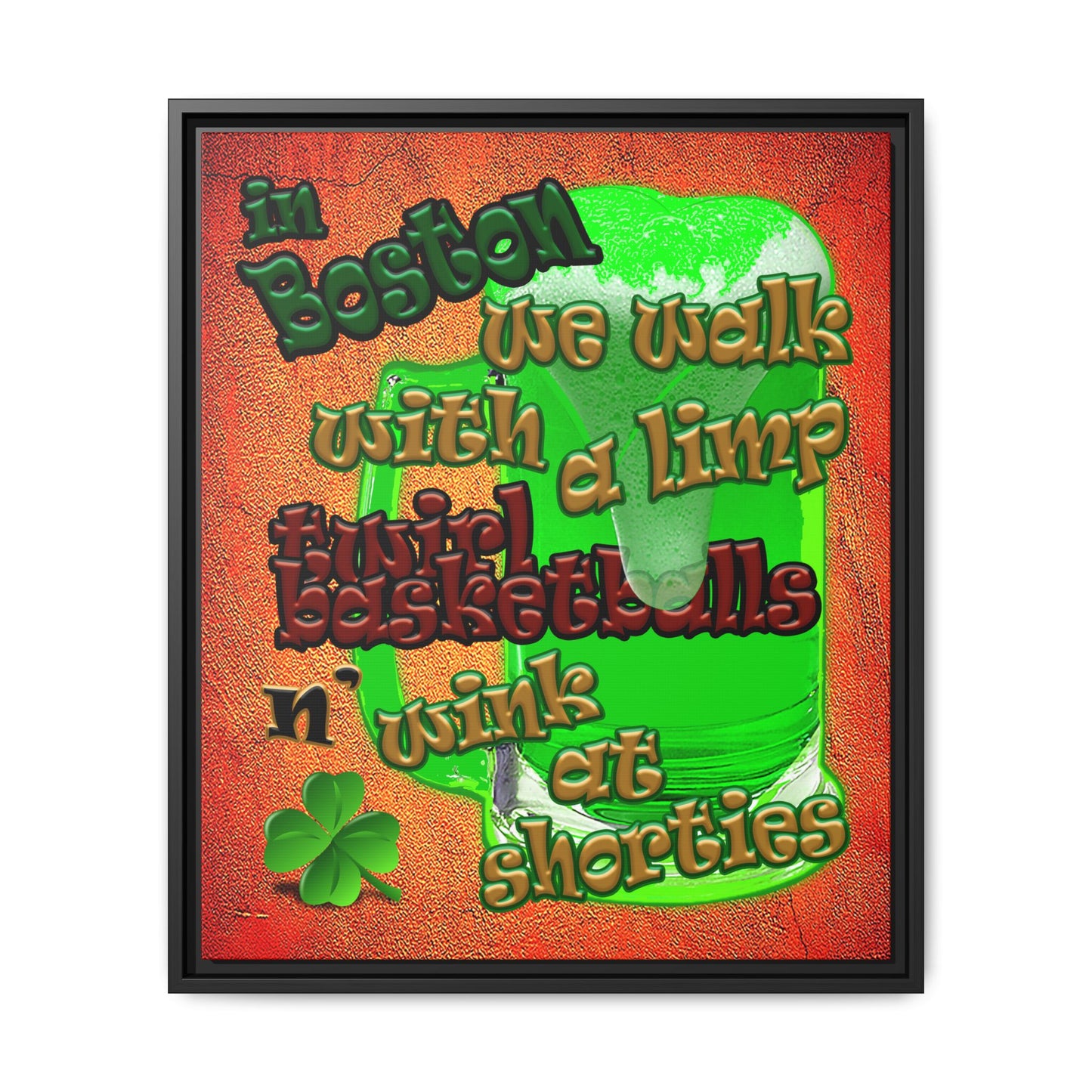 celtics logo - framed canvas art (burnt orange)