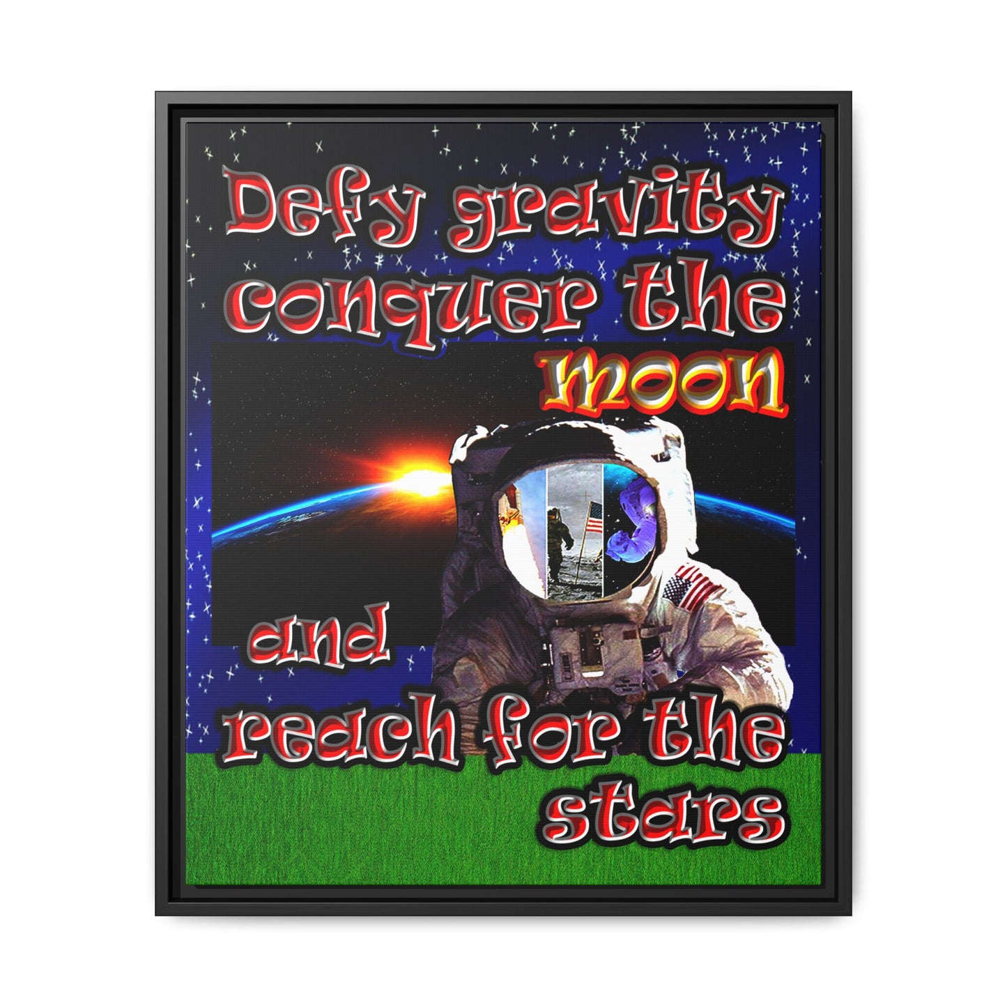 defy conquer reach - framed canvas art ('snoops' background)