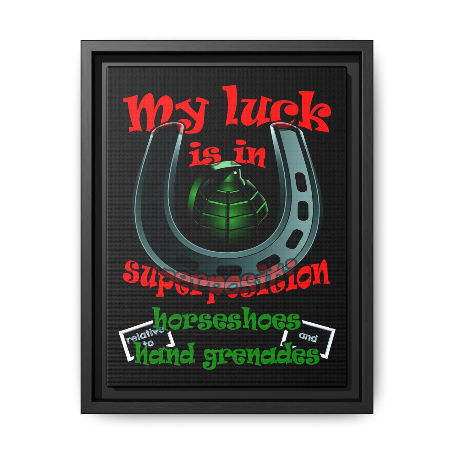 my luck - framed canvas art (black)