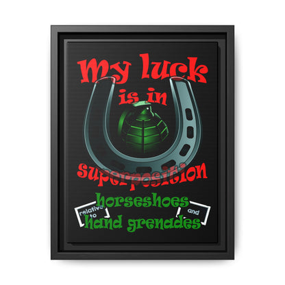 my luck - framed canvas art (black)