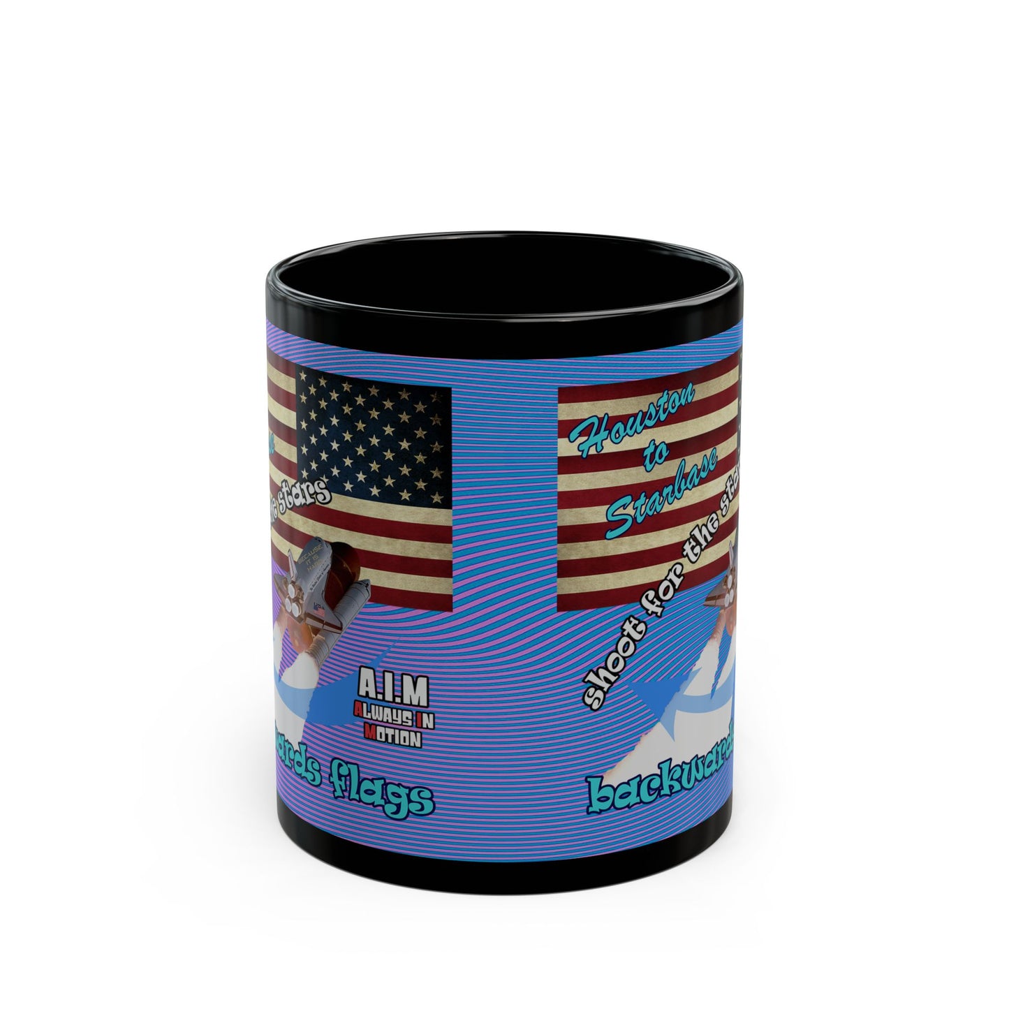 shoot for the stars - Black Mug (light blue-purple wave)