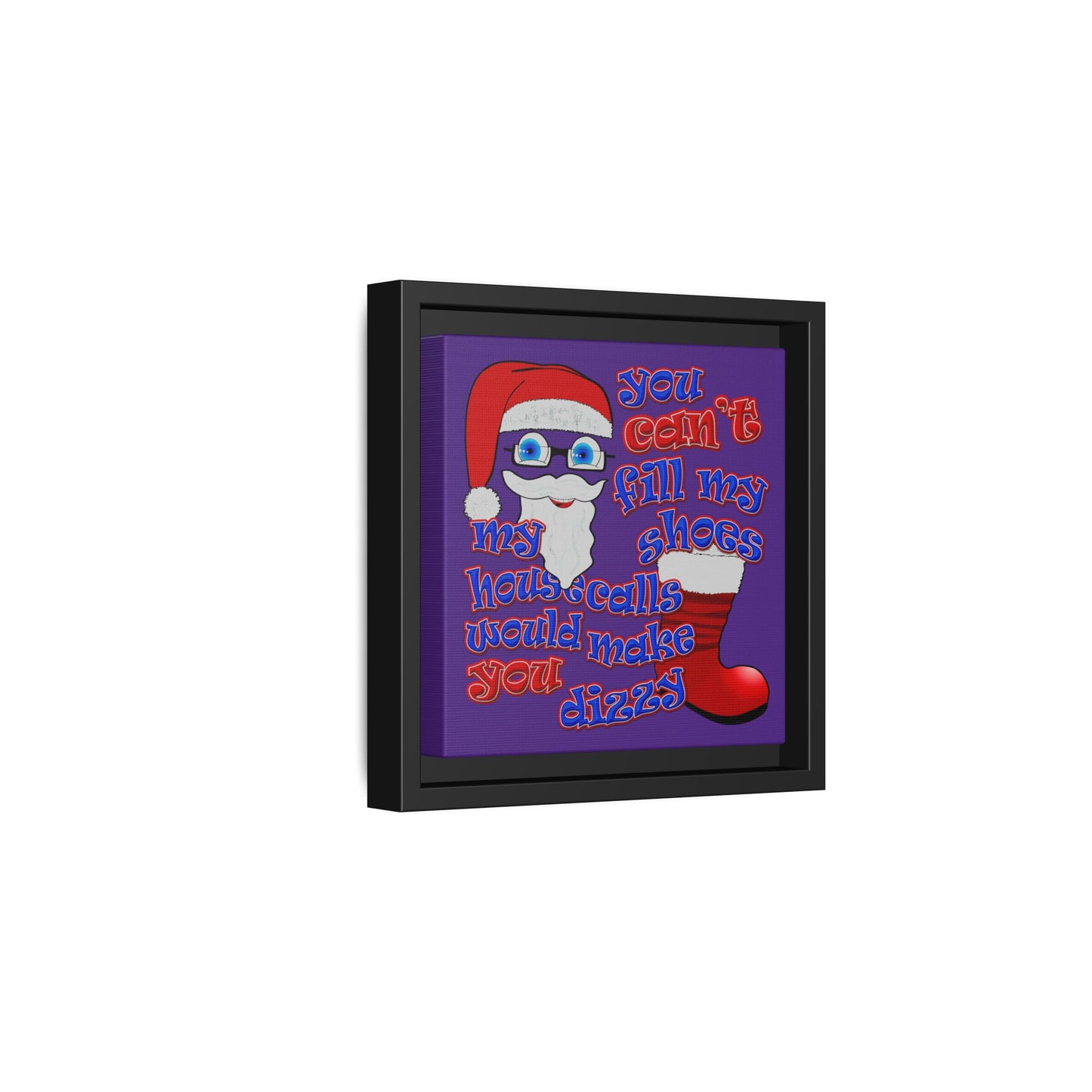 santa's shoes - framed canvas art (purple)