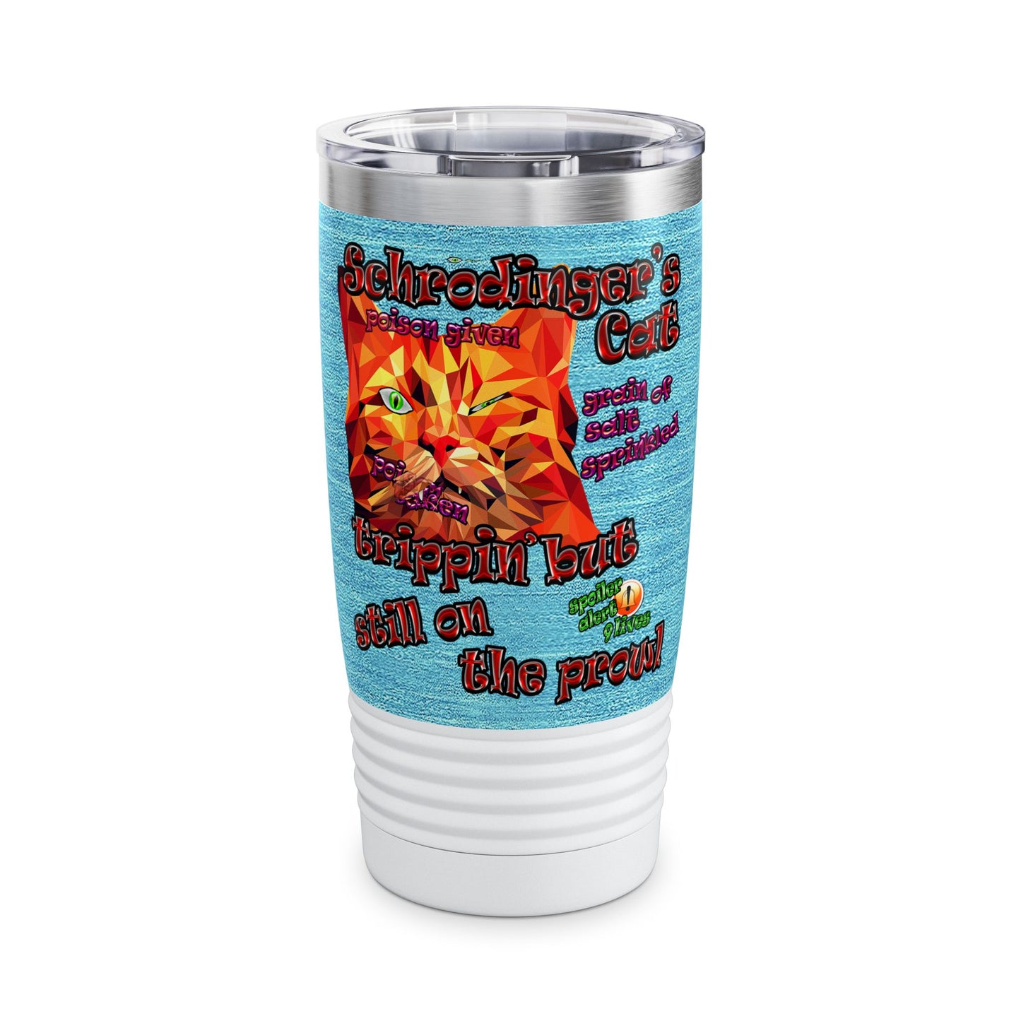 schrodinger's cat - Ringneck Tumbler, 20oz (faded blue)