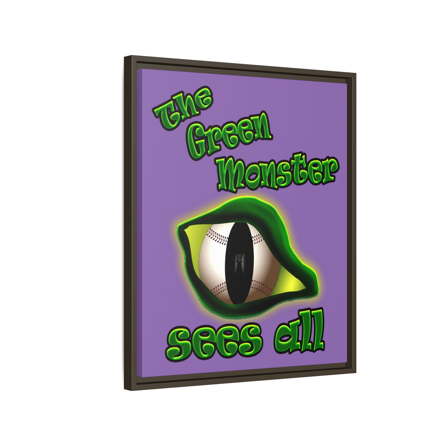 green monster - framed canvas art (light purple)