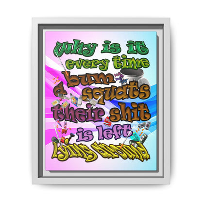 the bum's shit - framed canvas art (light blue-pink wave)