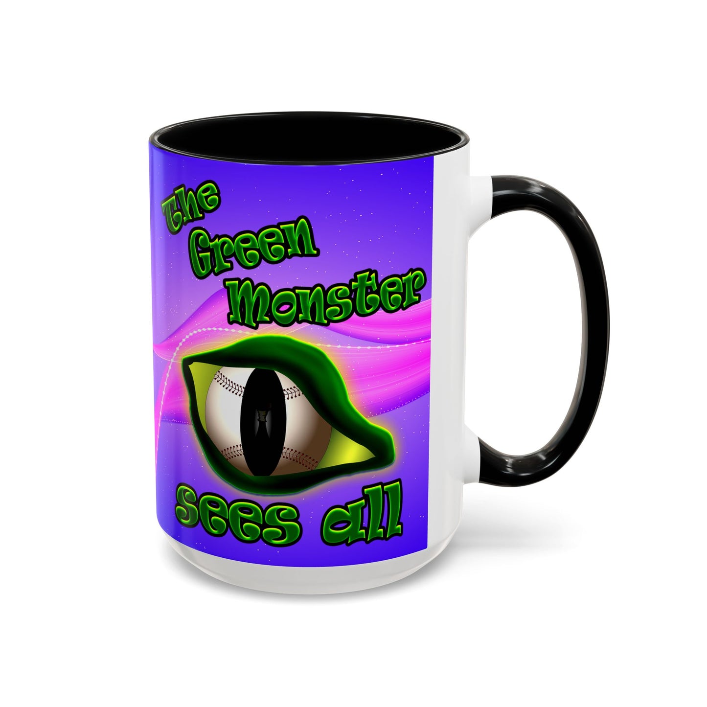 green monster - Accent Mug (purple-pink wave)