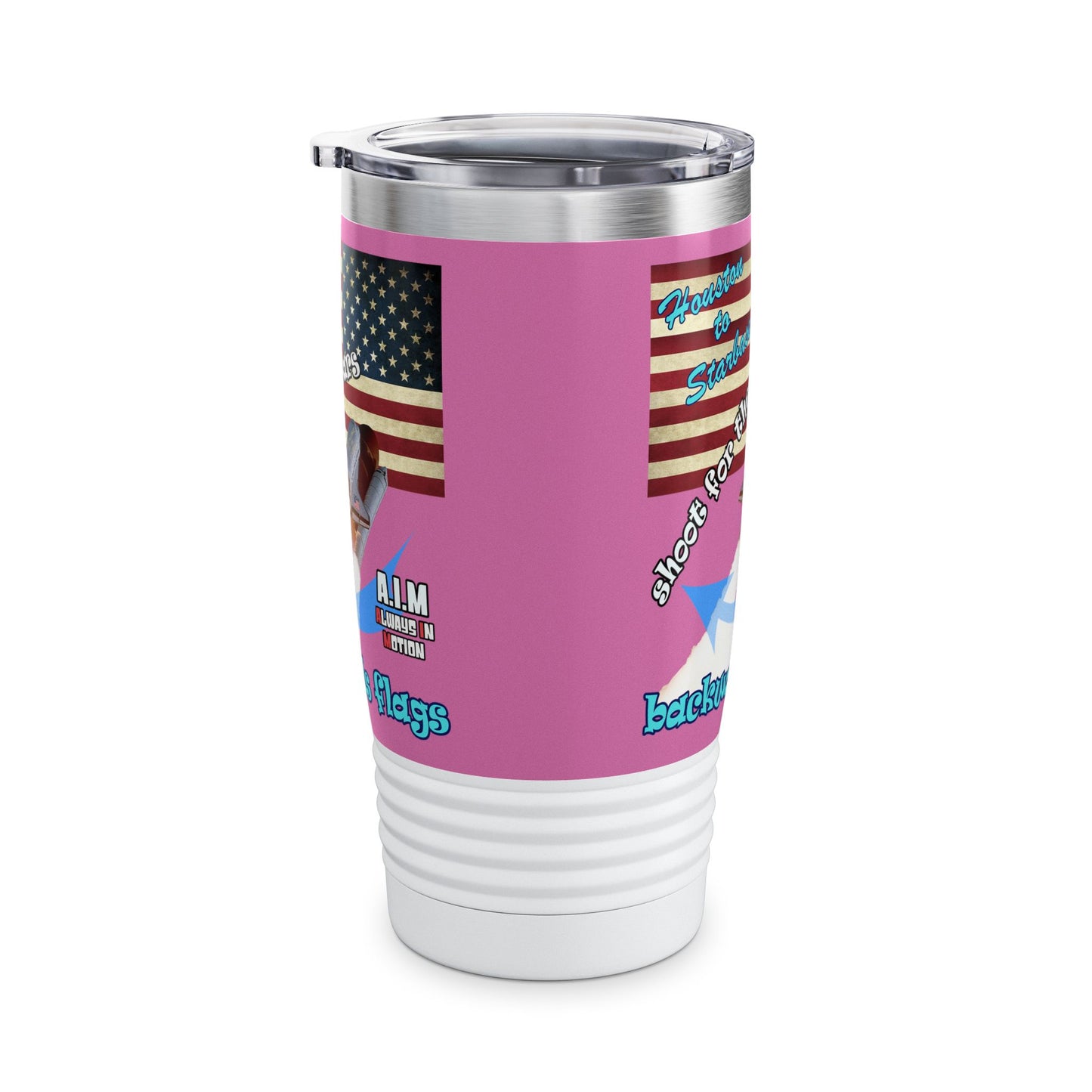 shoot for the stars - Ringneck Tumbler, 20oz (light pink)