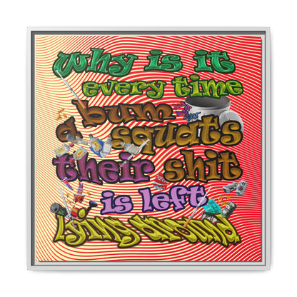 the bum's shit - framed canvas art (yellow-orange wave)
