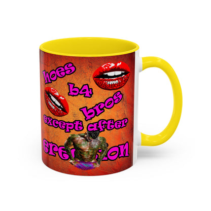 hoes b4 bros - Accent Mug (burnt orange)
