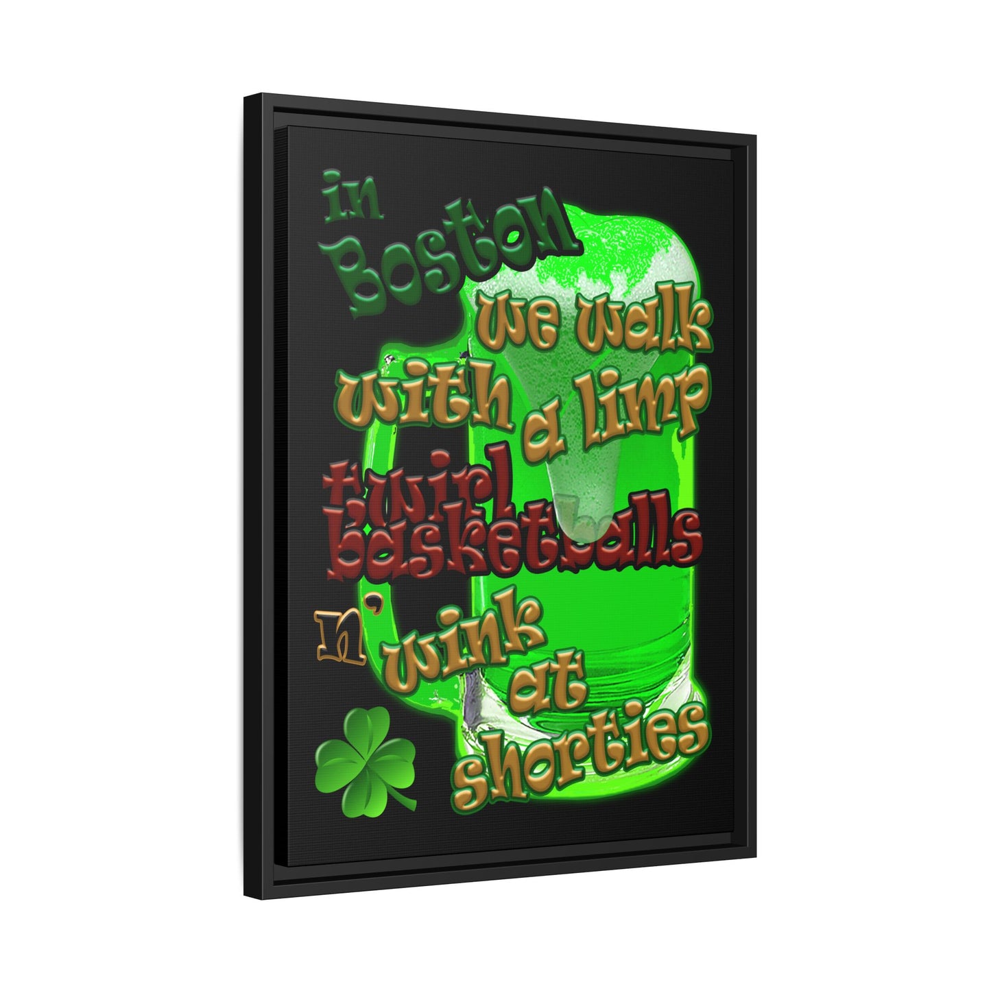 celtics logo - framed canvas art (black)