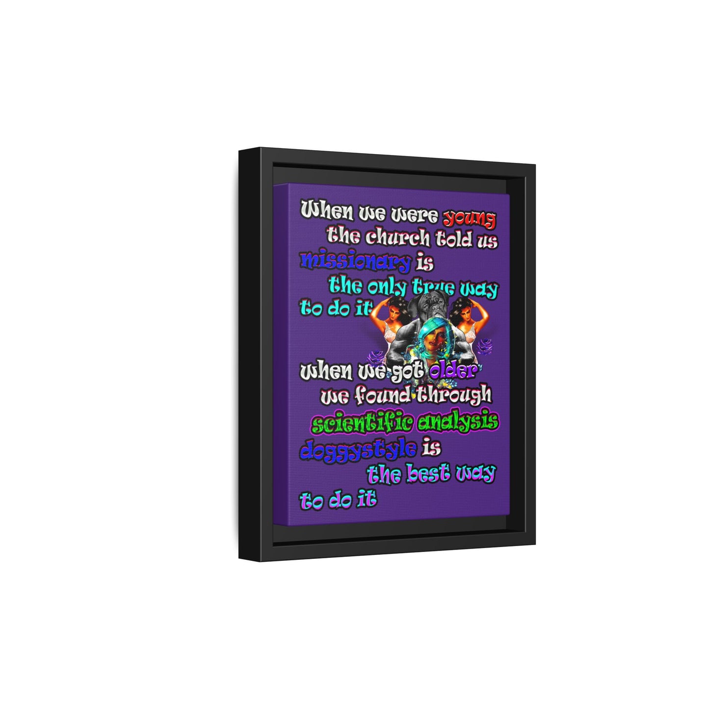 doggystyle - framed canvas art (purple)