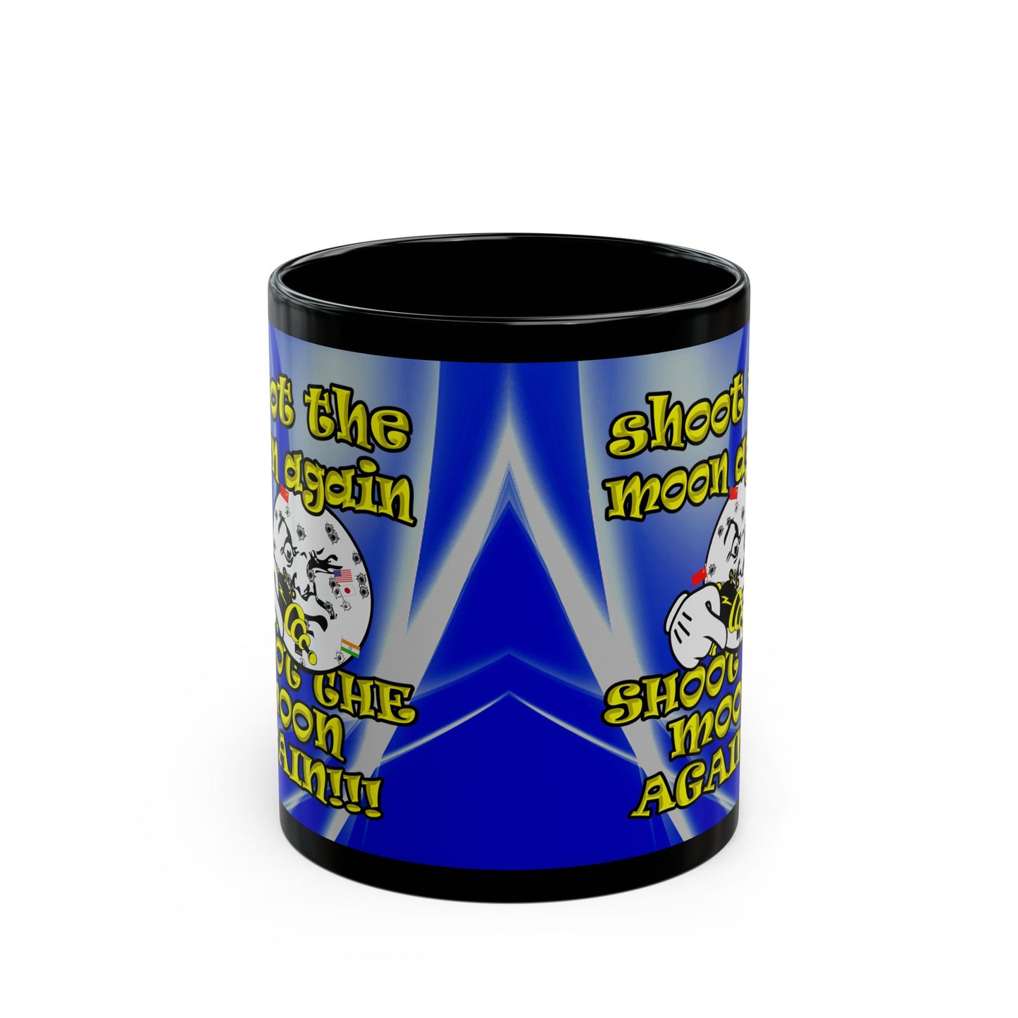shoot the moon again - Black Mug (blue-white wave)