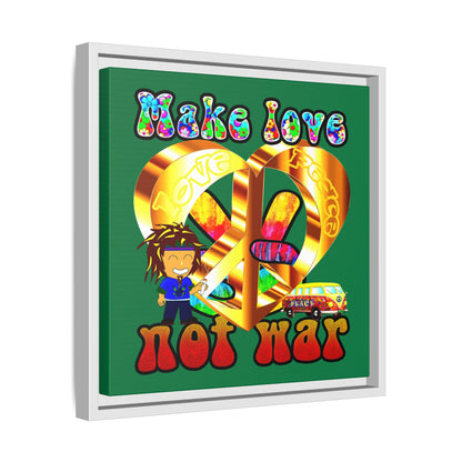 love peace - framed canvas art (dark green)