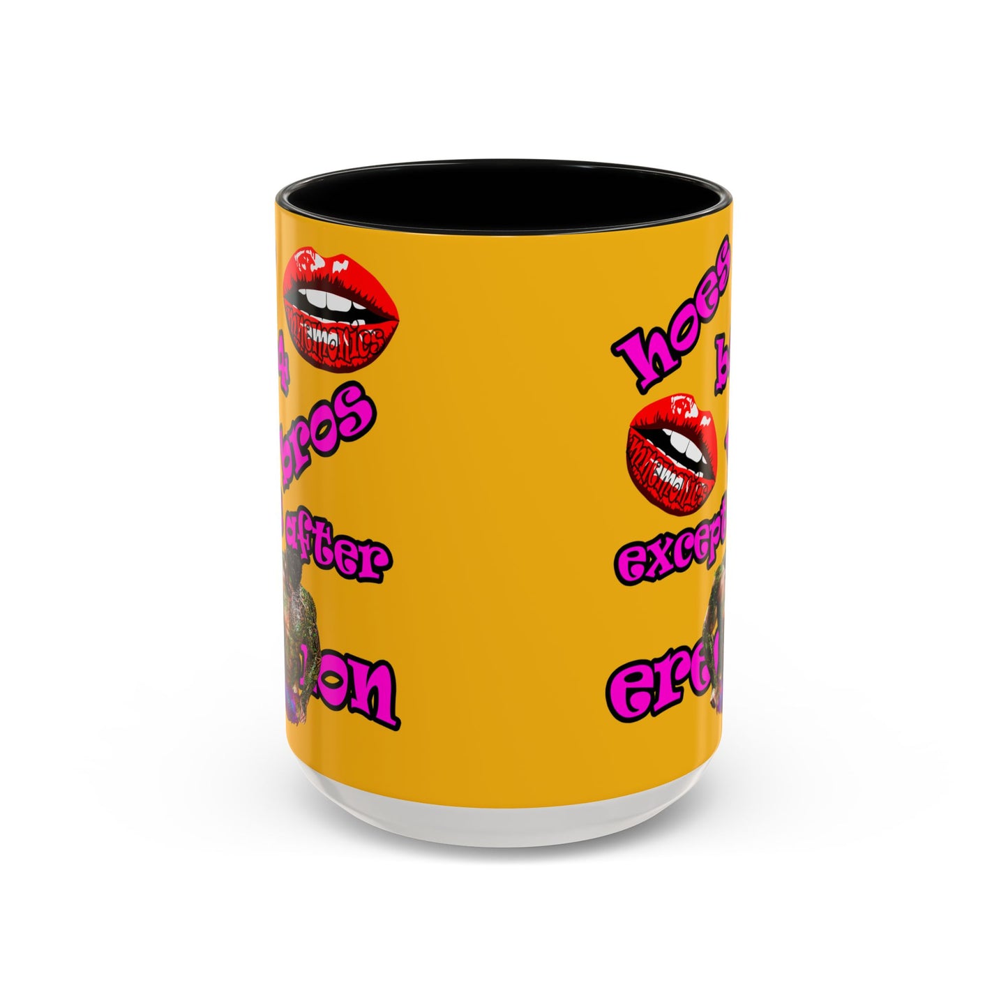 hoes b4 bros - Accent Mug (yellow)