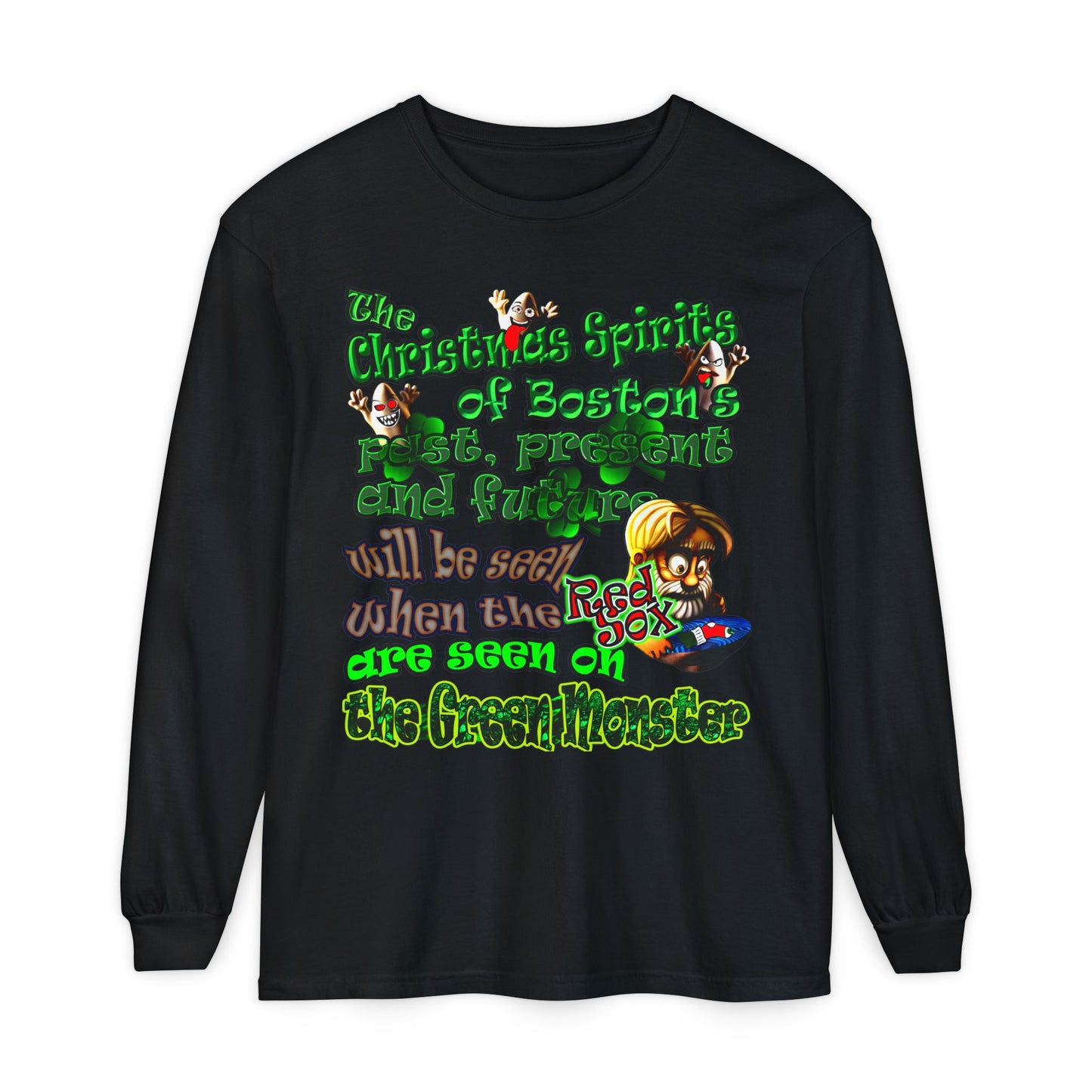 christmas spirits of boston - Unisex Garment-dyed Long Sleeve T-Shirt