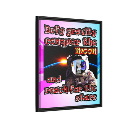 defy conquer reach - framed canvas art (light blue-pink wave)