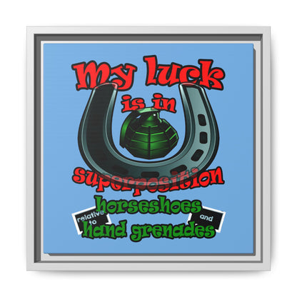my luck - framed canvas art (light blue)