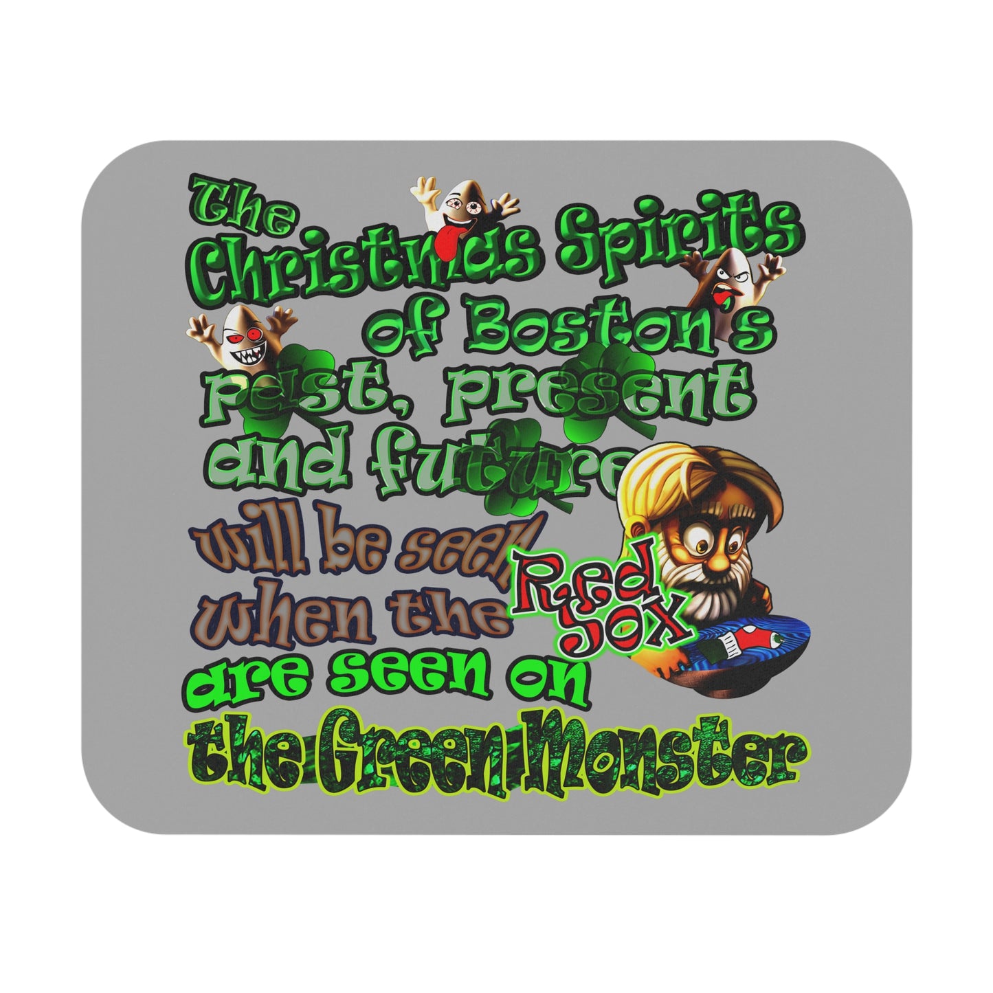 christmas spirits of boston - Mouse Pad (Rectangle) (light grey)