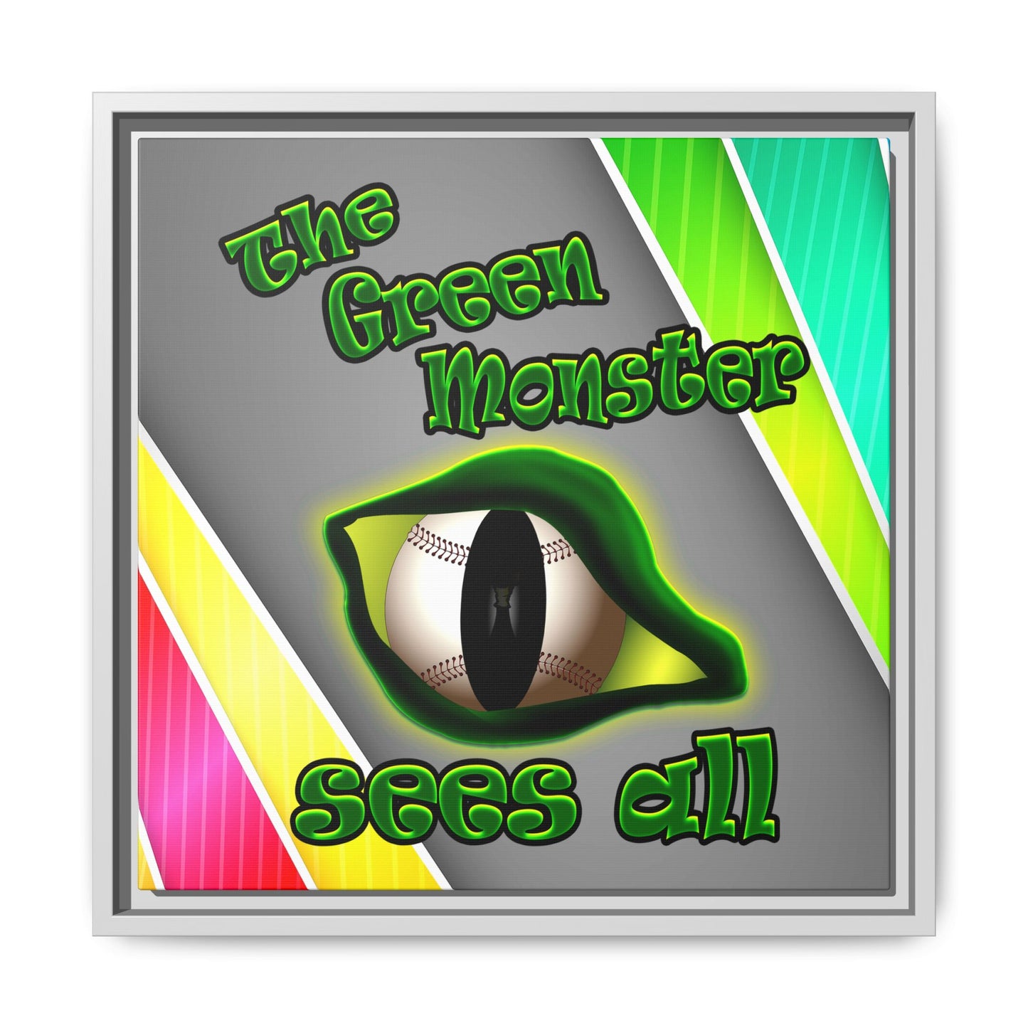 green monster - framed canvas art (rainbow split)