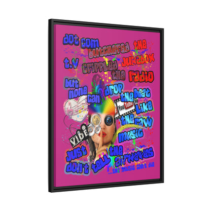 drop the beat - framed canvas art (pink)
