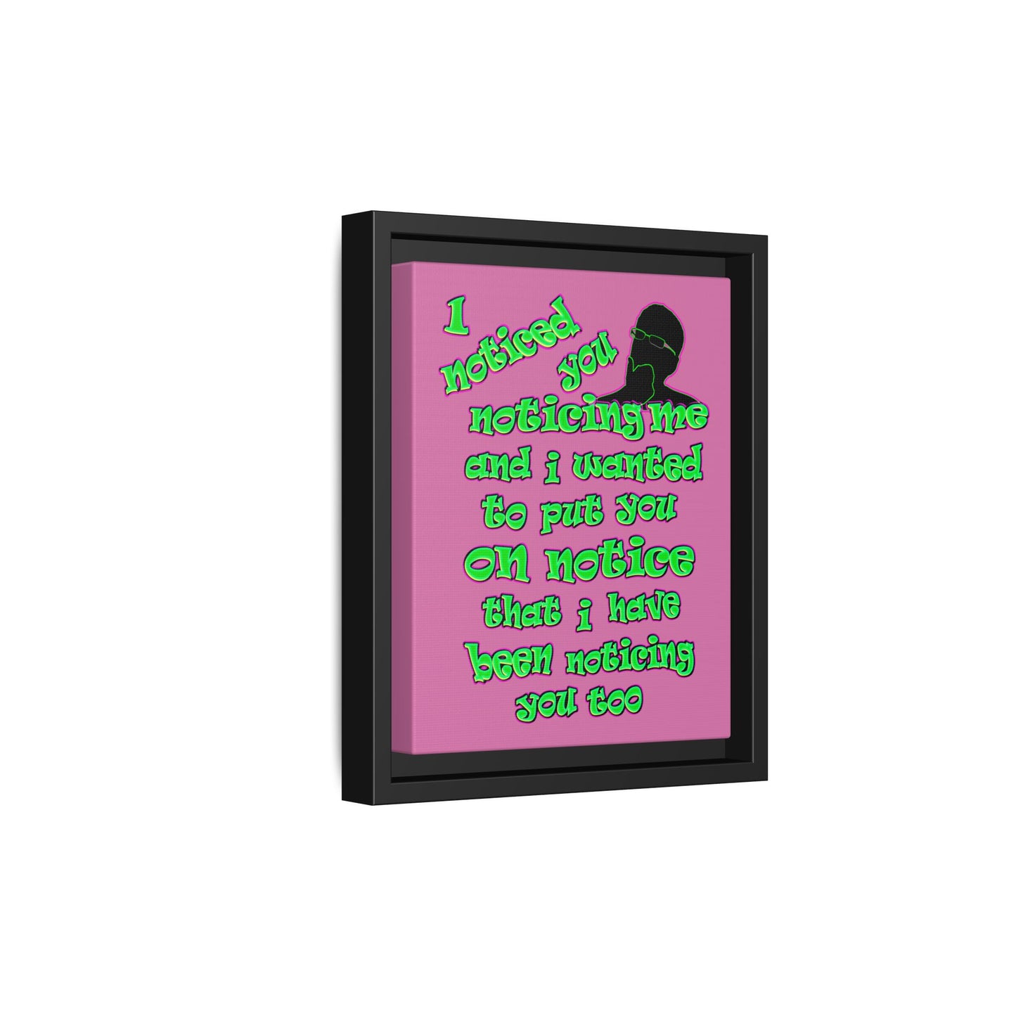 noticed you noticing - framed canvas art (light pink)