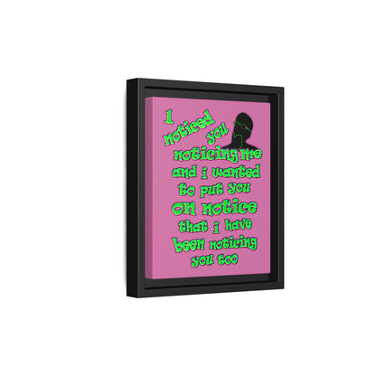noticed you noticing - framed canvas art (light pink)
