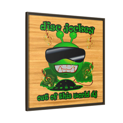 disc jockey - framed canvas art (butterscotch wood finish)