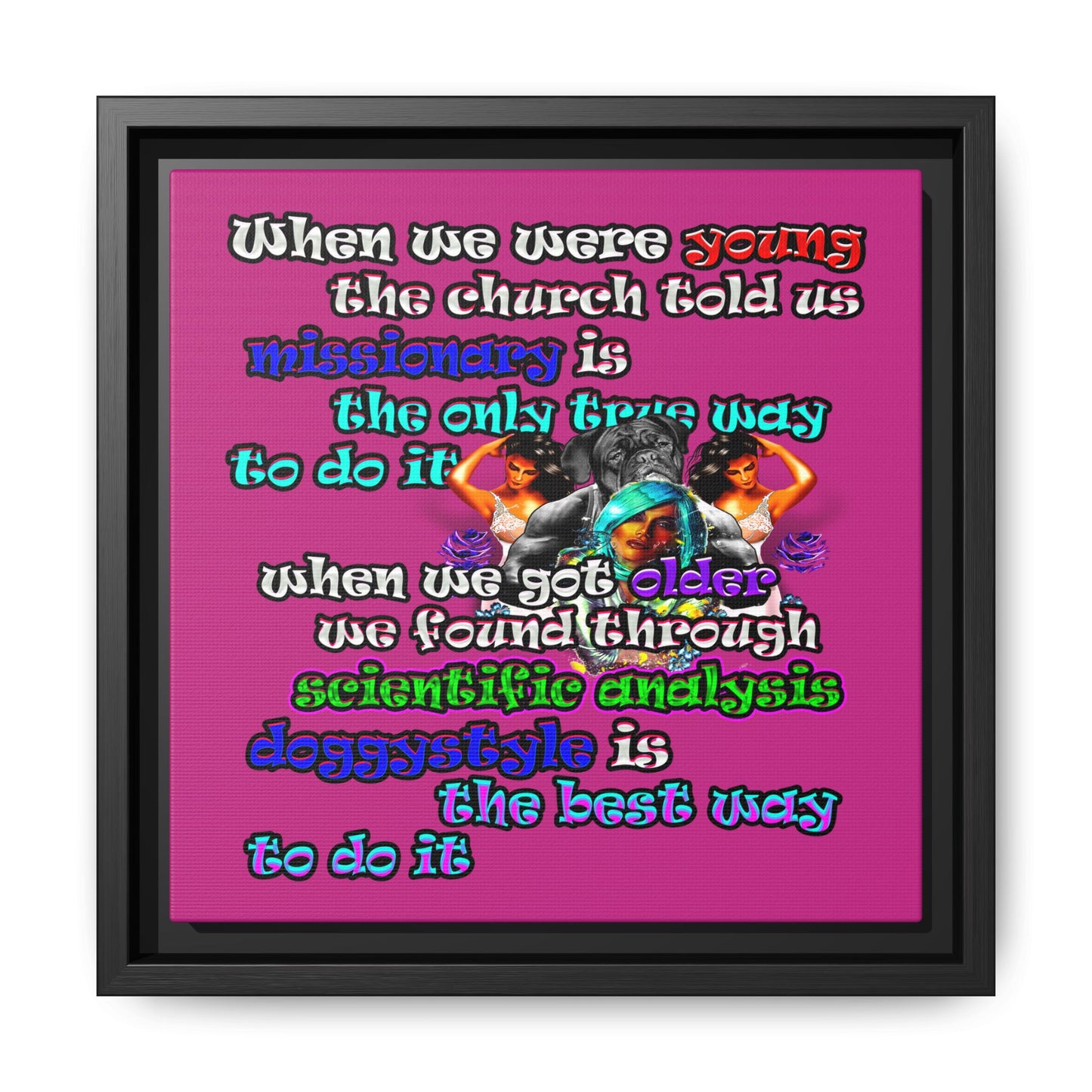 doggystyle - framed canvas art (pink)