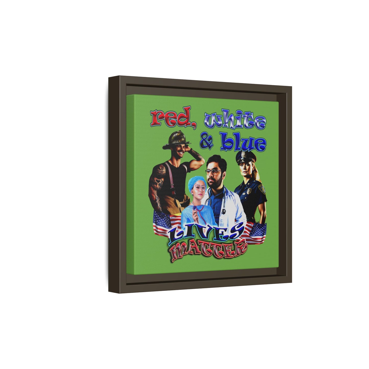 rw&b lives matter - framed canvas art (green)