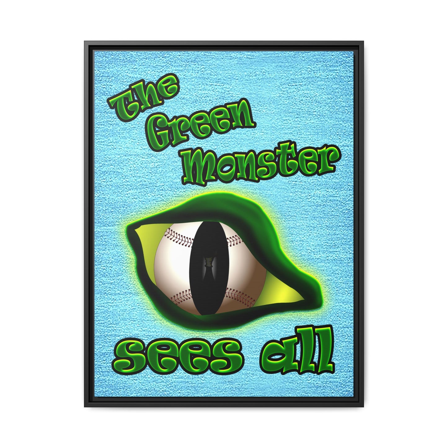 green monster - framed canvas art (faded blue)