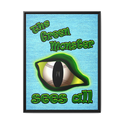 green monster - framed canvas art (faded blue)