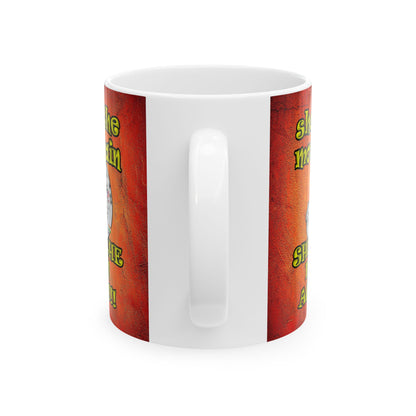 shoot the moon again - White Mug (burnt orange)