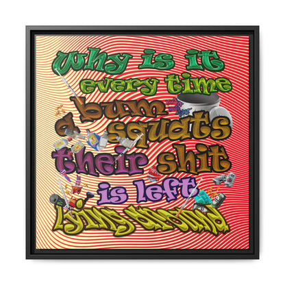 the bum's shit - framed canvas art (yellow-orange wave)