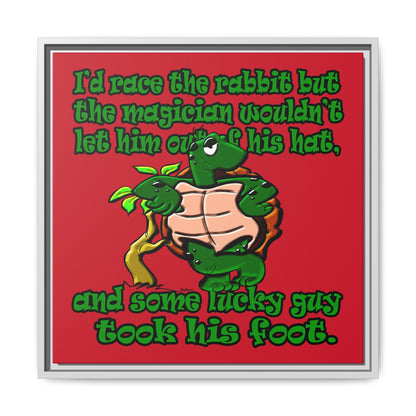 turtle race - framed canvas art (dark red)