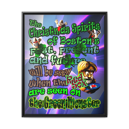 christmas spirits of boston - framed canvas art (grey-pink wave)