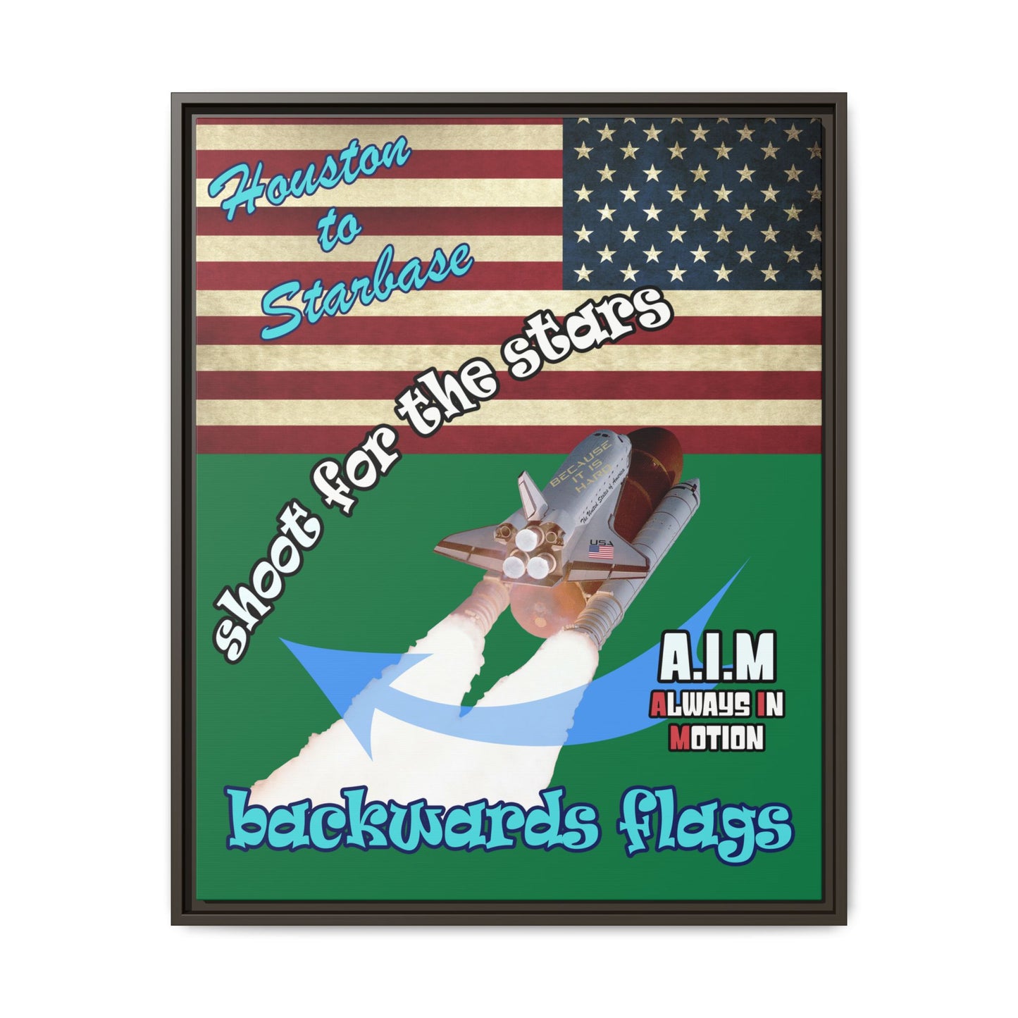 shoot for the stars - framed canvas art (dark green)