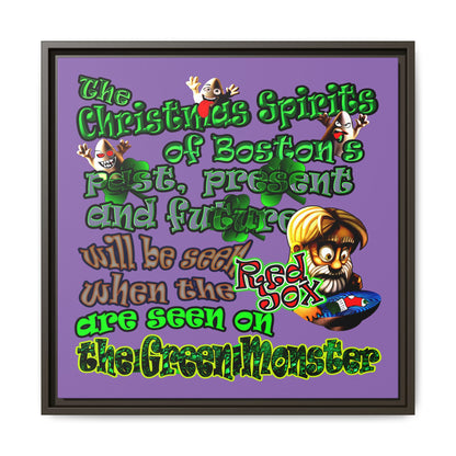 christmas spirits of boston - framed canvas art (light purple)