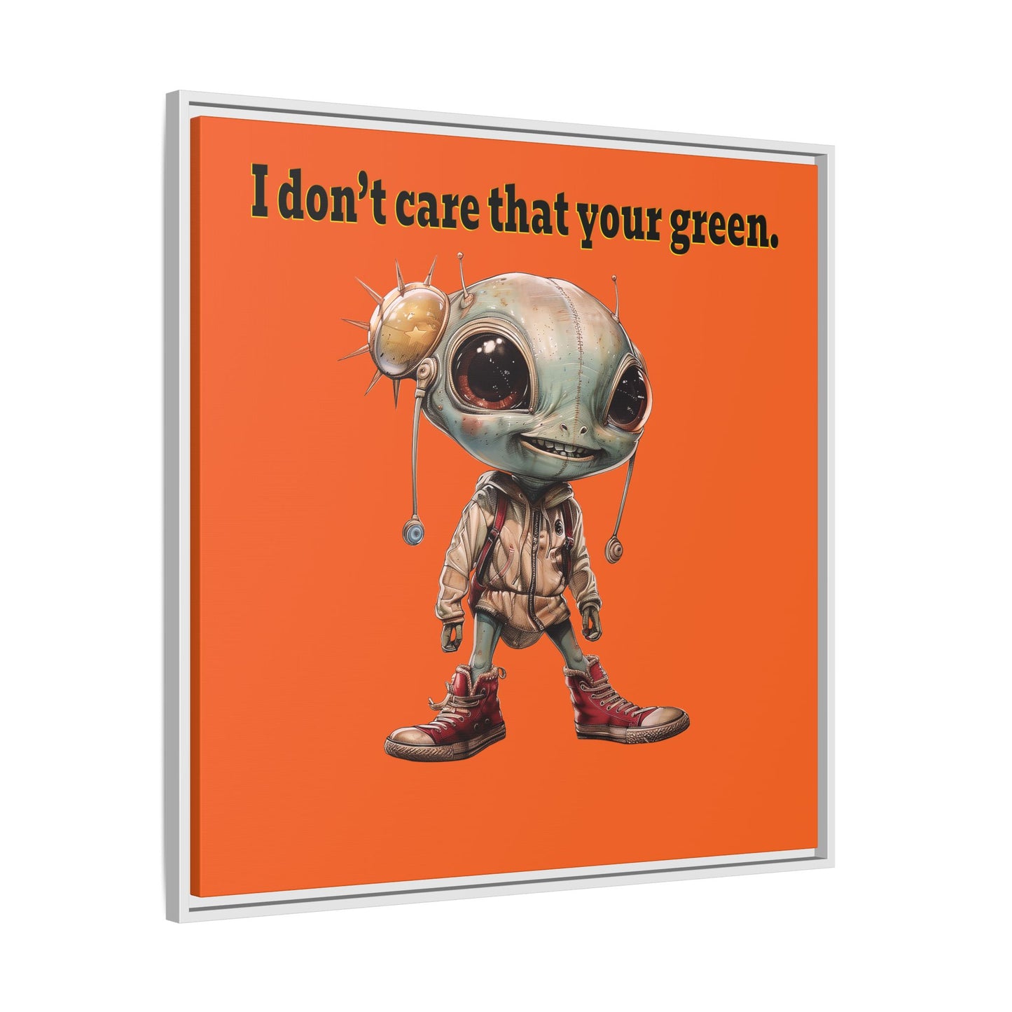 I don't care that your green - framed canvas art (orange)