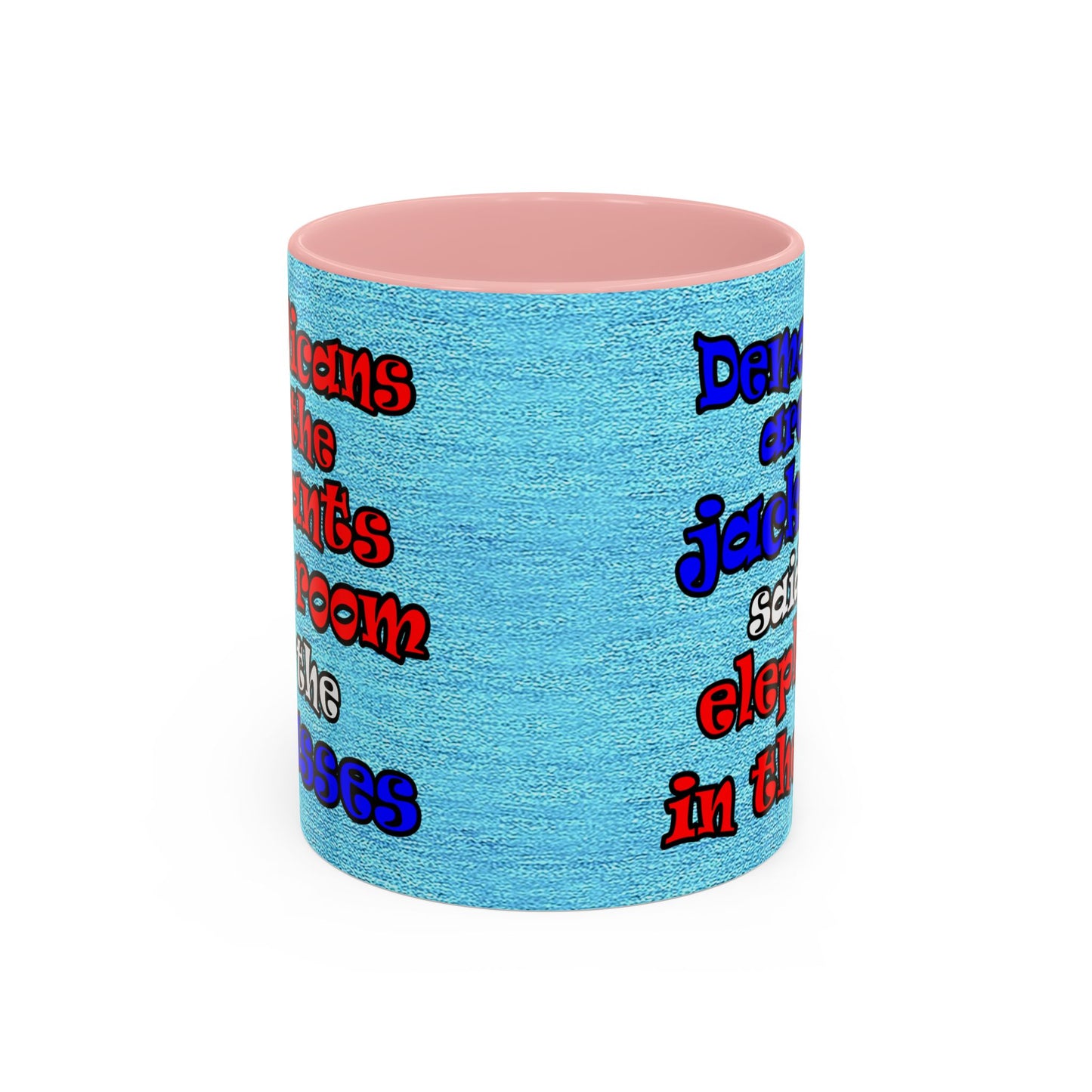 donkeys and elephants - Accent Mug (faded blue)