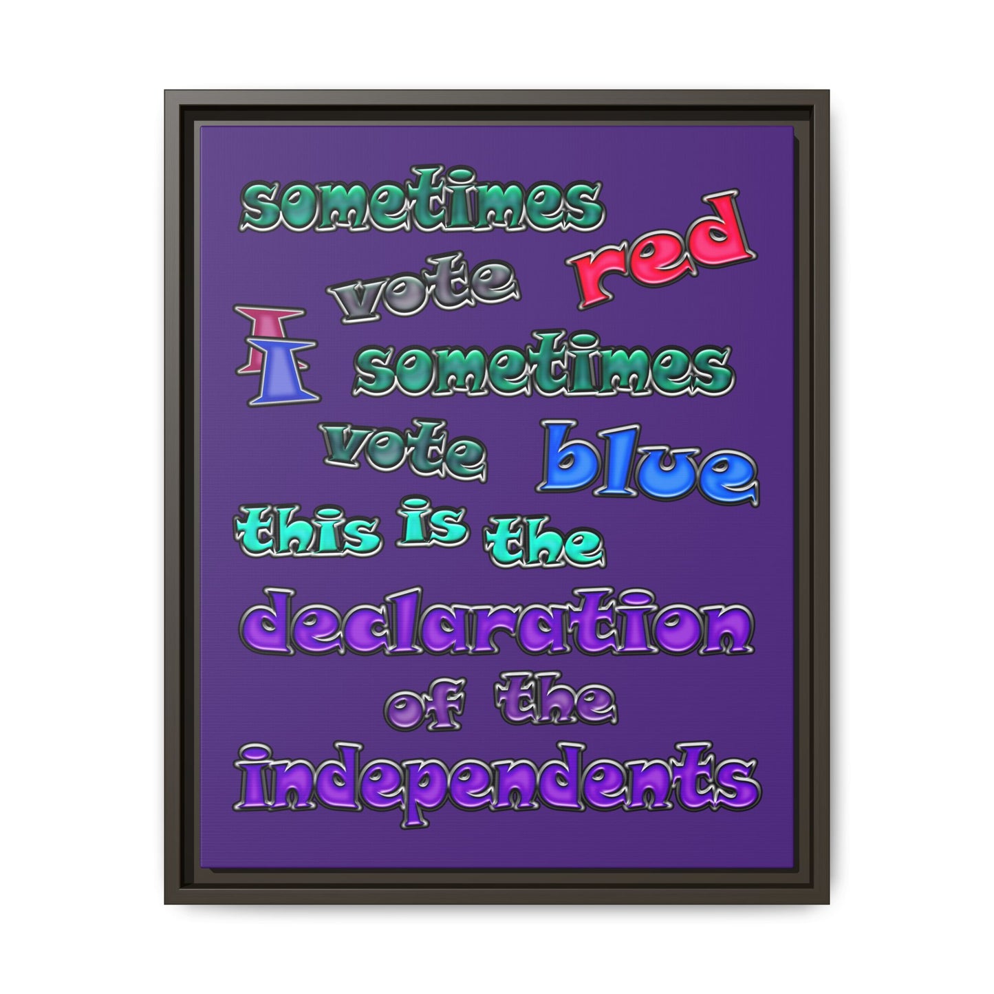 declaration of the independents - framed canvas art (purple)