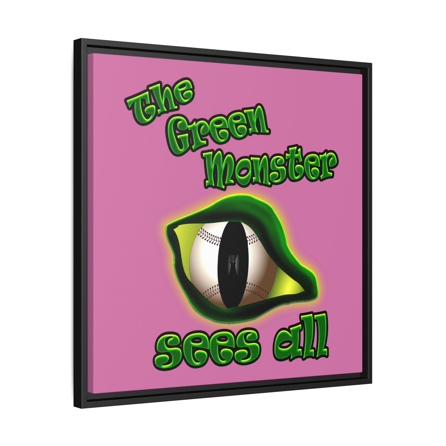 green monster - framed canvas art (light pink)