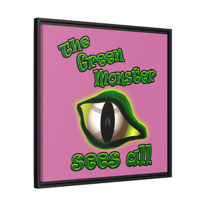 green monster - framed canvas art (light pink)
