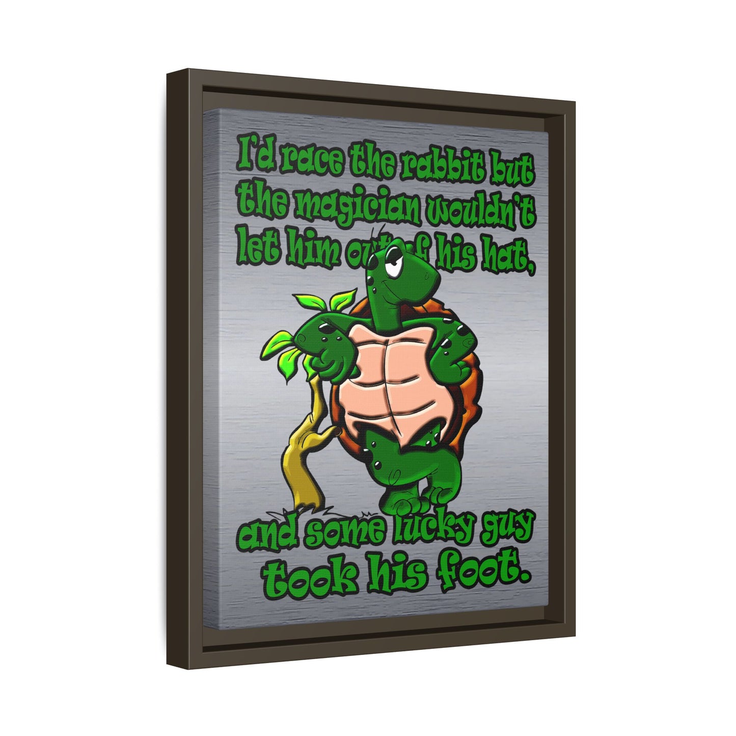 turtle race - framed canvas art (brushed nickel)