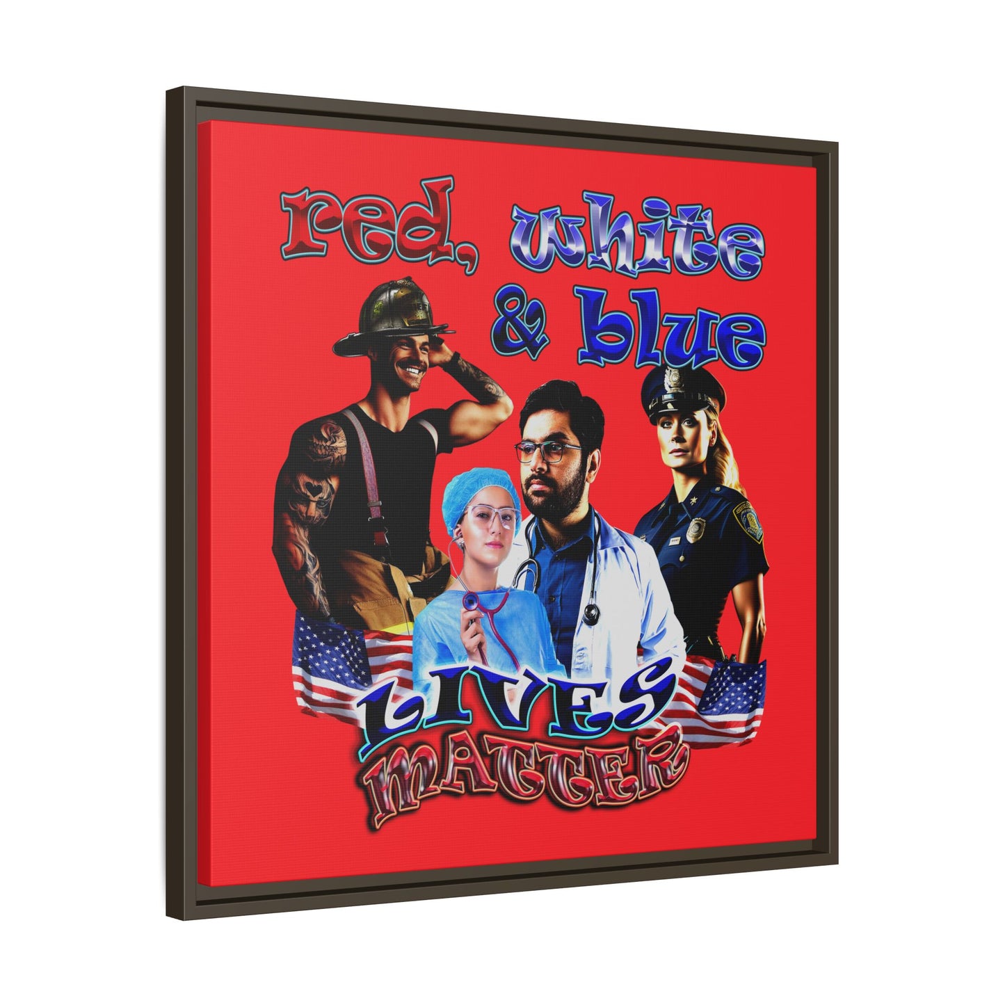 rw&b lives matter - framed canvas art (red)