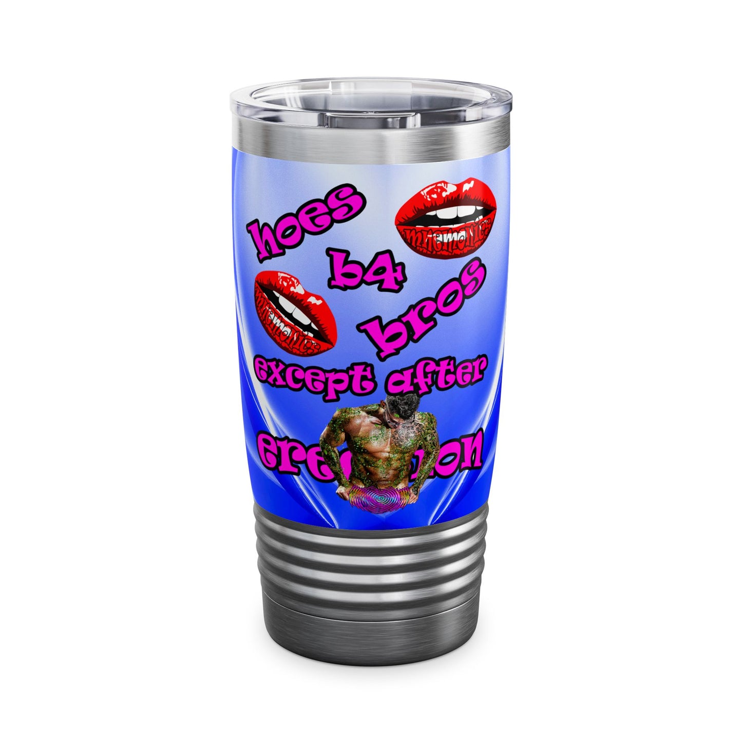 hoes b4 bros - Ringneck Tumbler, 20oz (blue-white wave)
