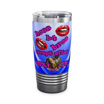 hoes b4 bros - Ringneck Tumbler, 20oz (blue-white wave)