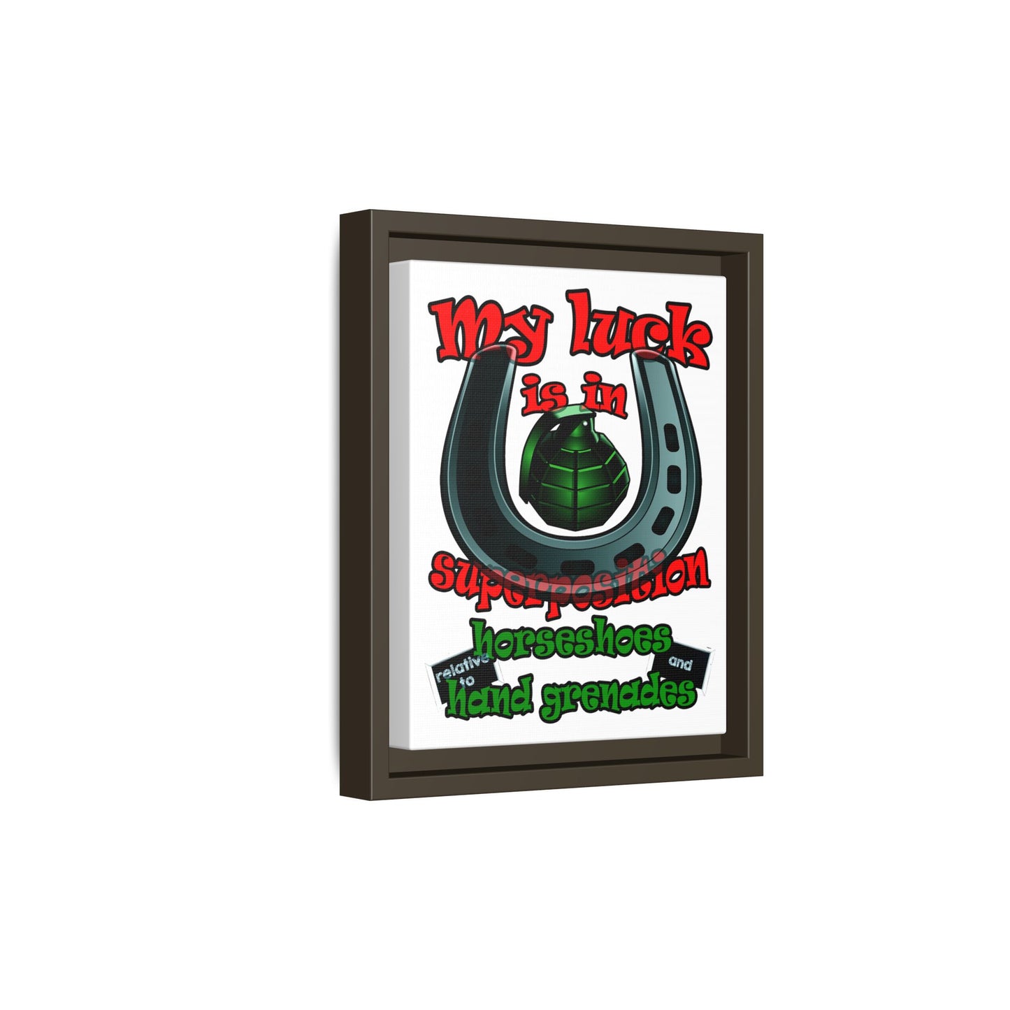 my luck - framed canvas art (white)